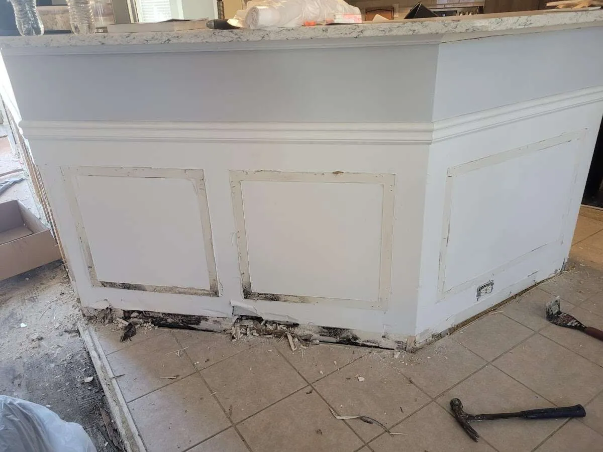 Water damage and mold on kitchen during Storm Damage Restoration in Reston